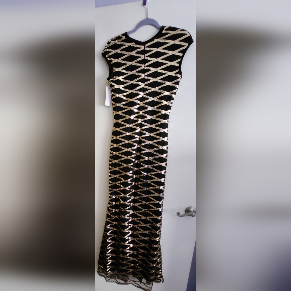 Retro Stage Gold and Black Sequin 1920s Evening Gown Size S NWT - Picture 11 of 13